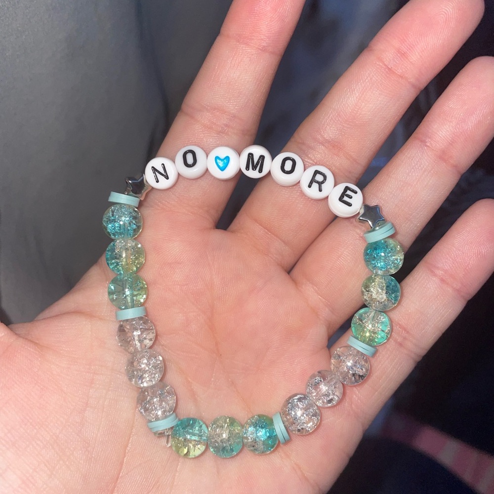 Teal Beaded SA Awareness No More Bracelet